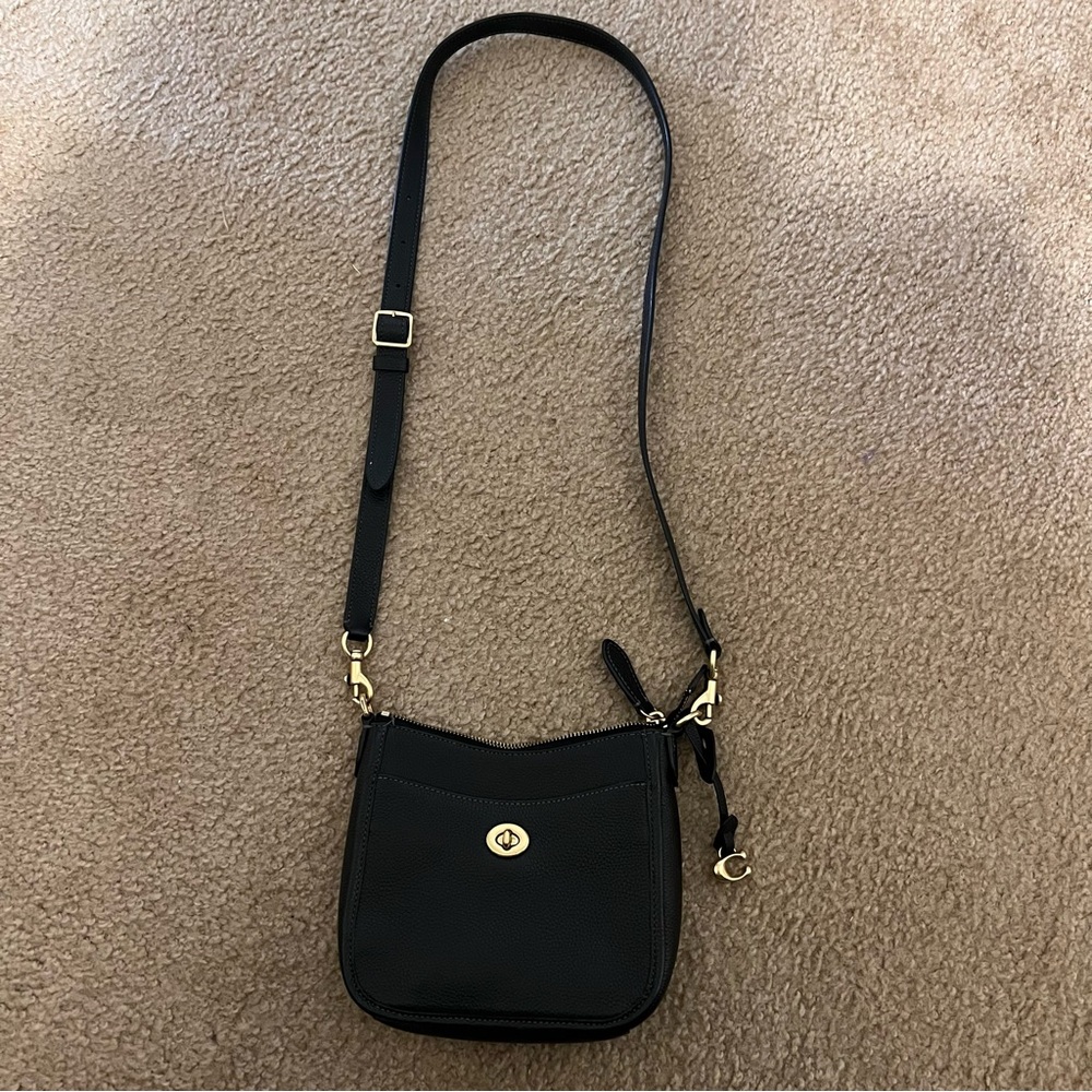 Coach Black Pebbled Leather Crossbody Bag with Gold Hardware - Picture 4 of 8